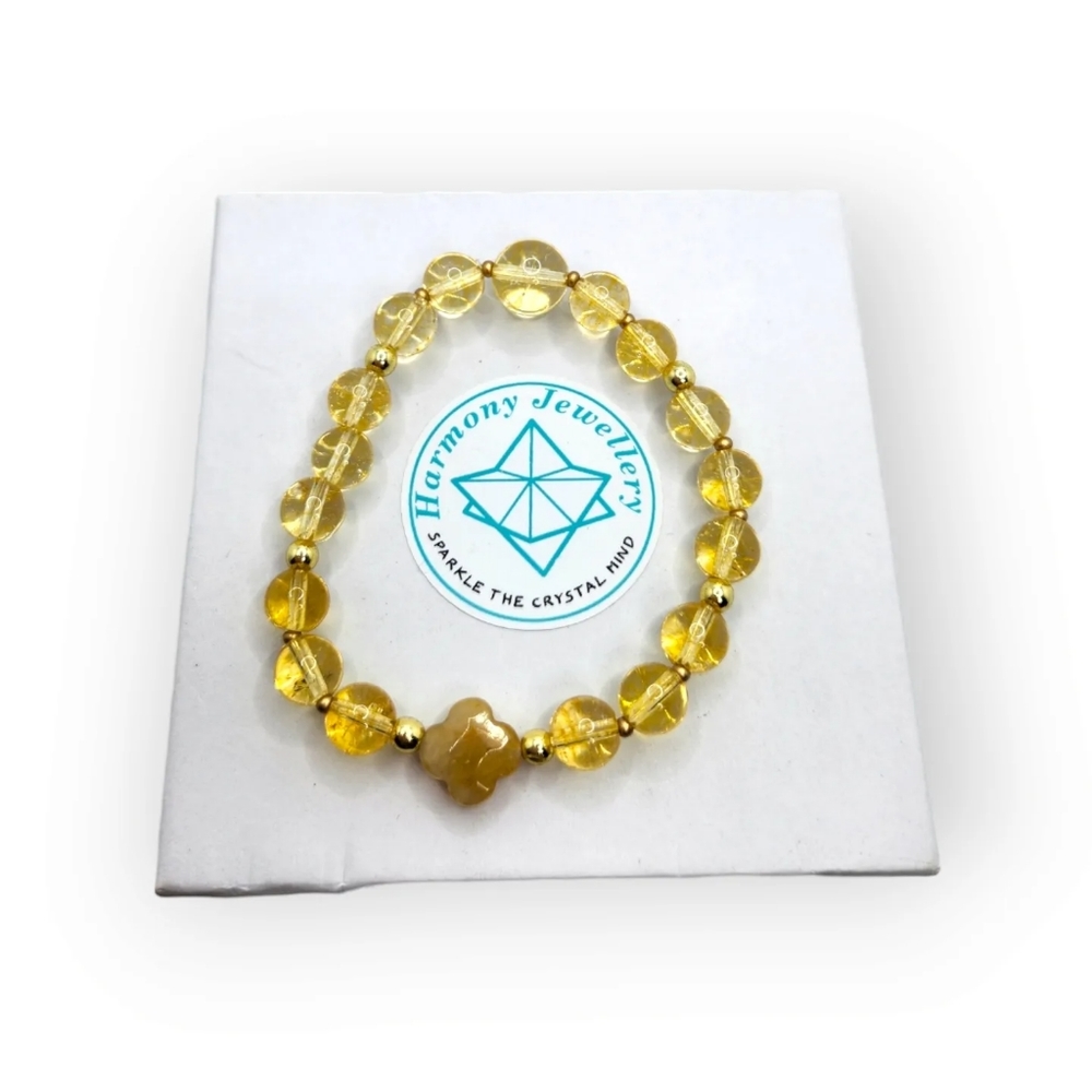 Citrine, Yellow Jade bracelet 8 mm